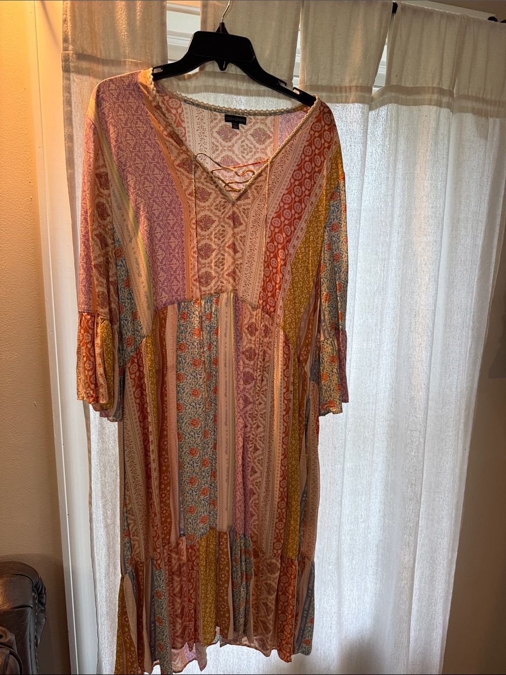 Coco + Carmen Floral Patchwork Top in Cream, Pink and Green